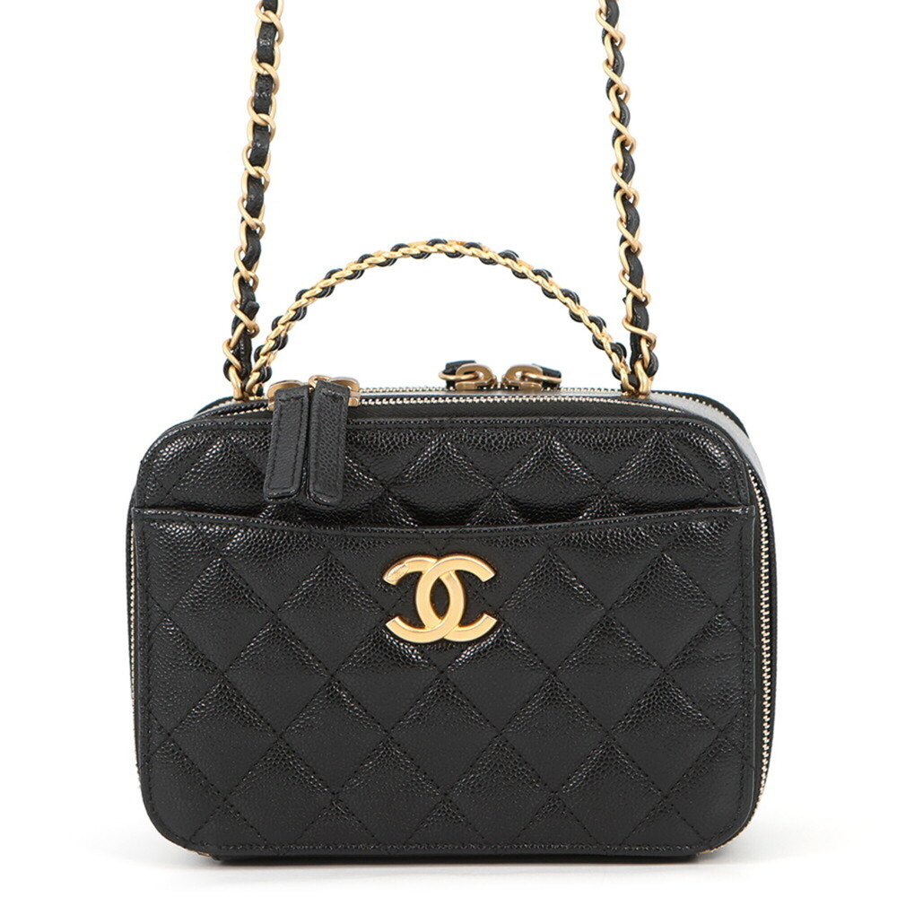 Chanel Chain Shoulder Bag, Coco Mark, Matelassé Vanity, Caviar Skin, AS3221, ...